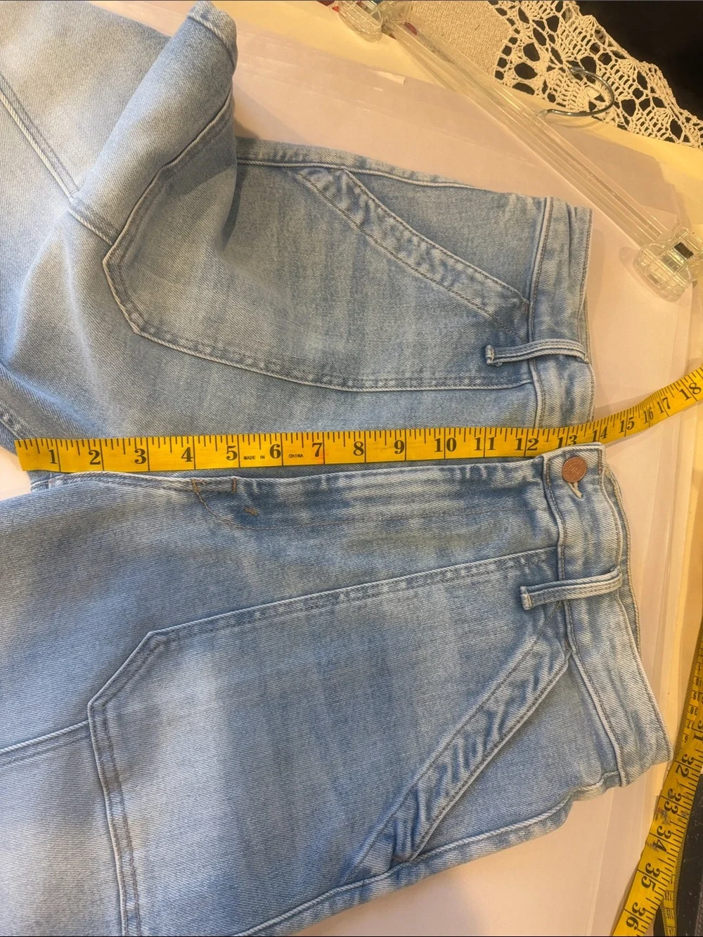 MOTHER Washed Light Blue Straight Jeans 30 NWT Double Pocket high waisted
